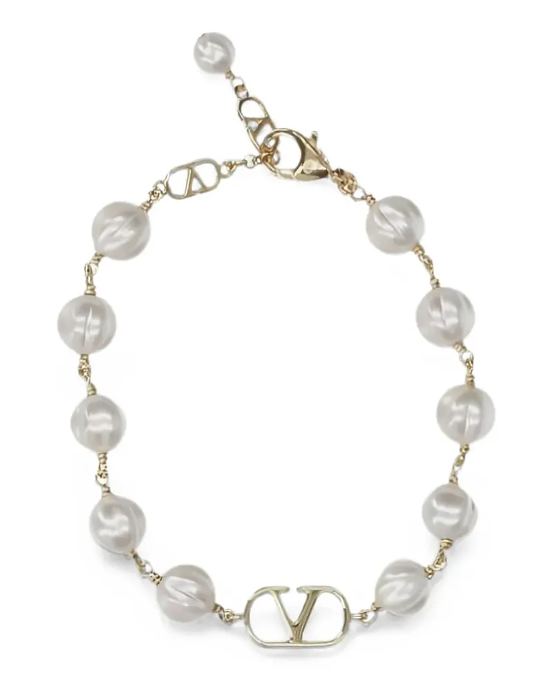 Valentino Garavani VLogo Signature faux-pearl bracelet - Gold Gold