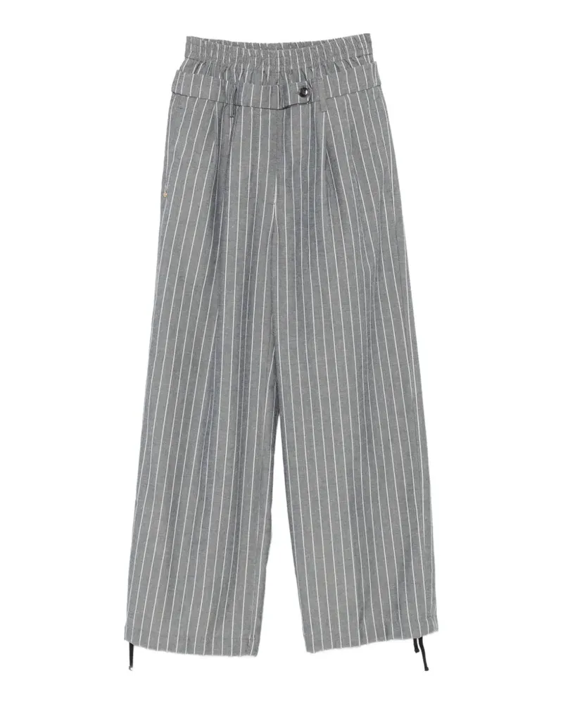 PLAN C pinstripe drawstring-cuff trousers - Grau Grau