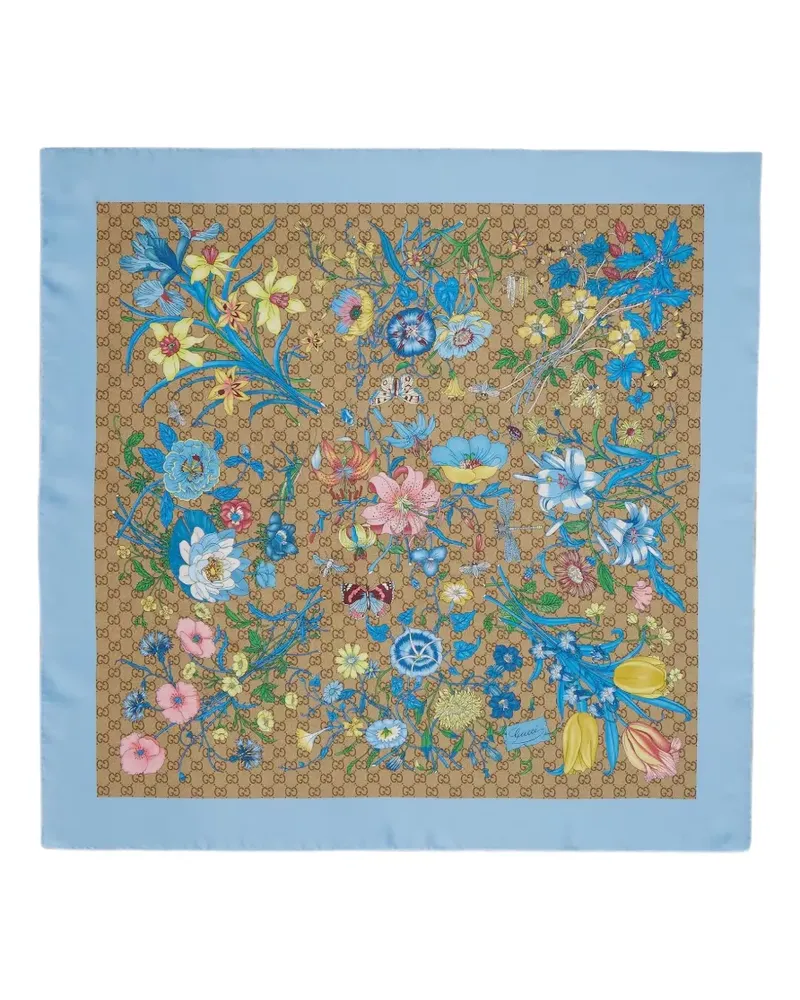 Gucci Flora-print GG scarf - Nude Nude