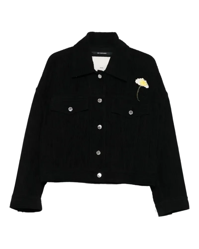 Song For The Mute Jacke mit Blumenapplikation - Schwarz Schwarz