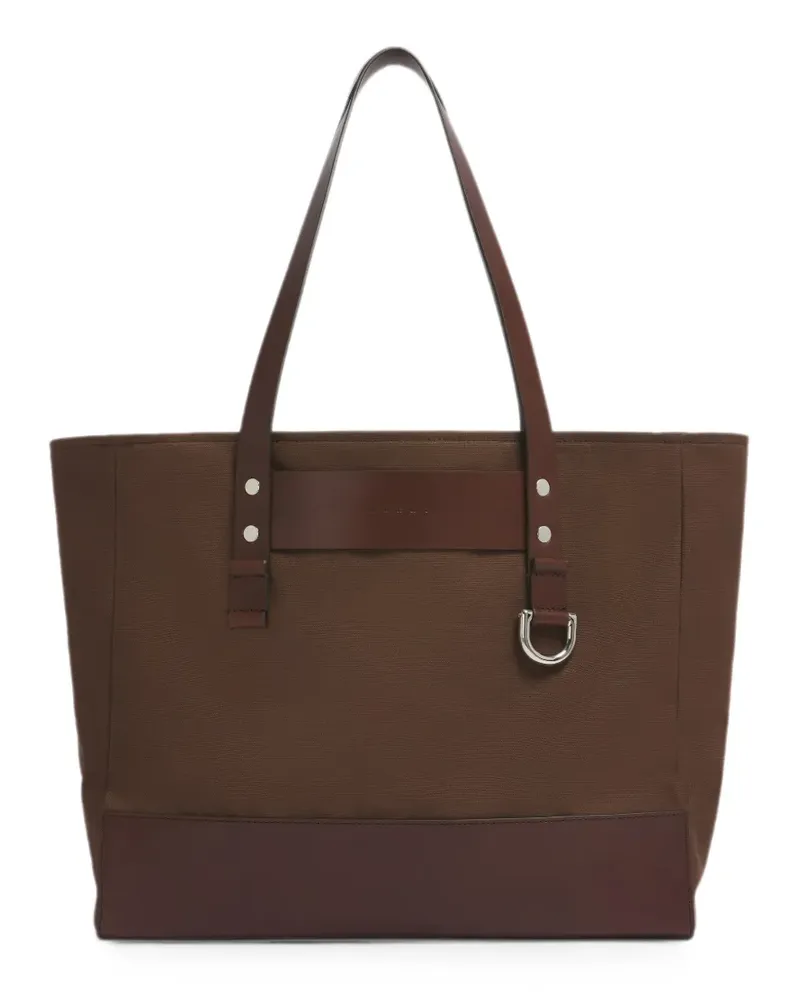 Marni leather-trim canvas tote bag - Braun Braun