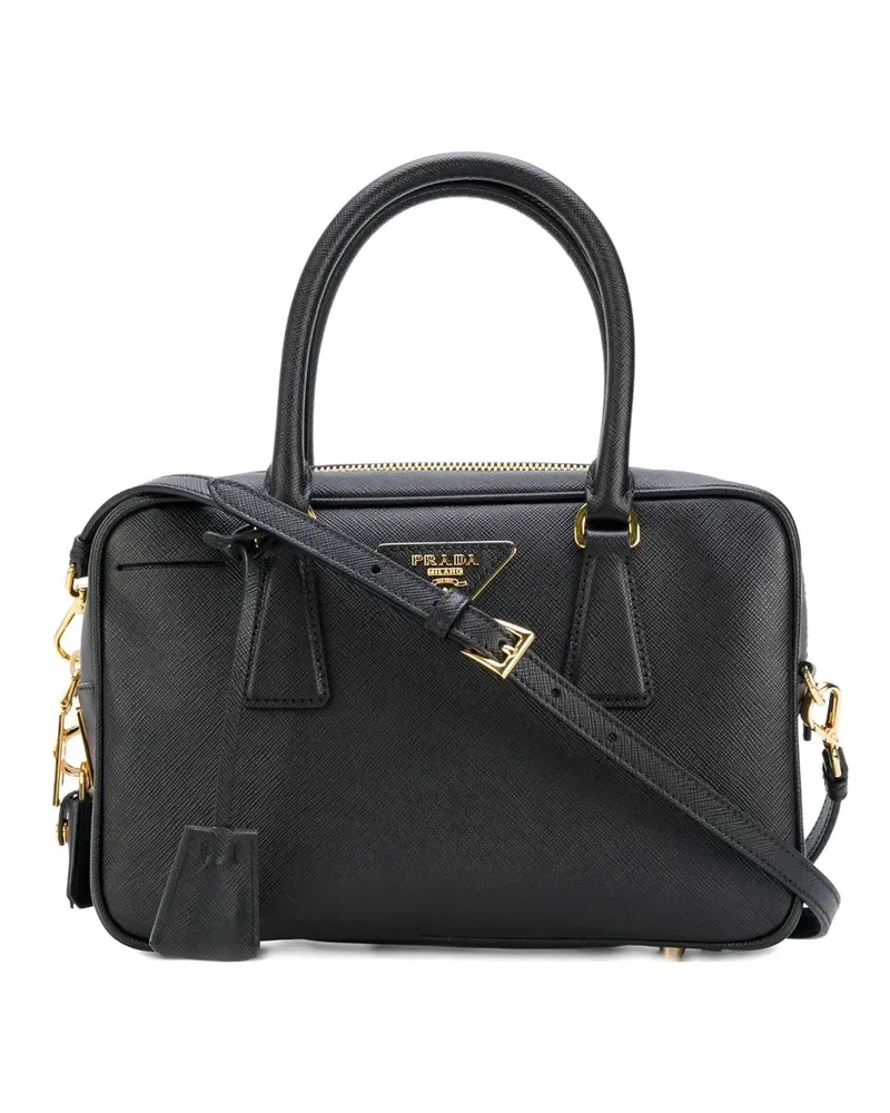 Prada Kleine Handtasche mit Logo-Schild - Schwarz Schwarz
