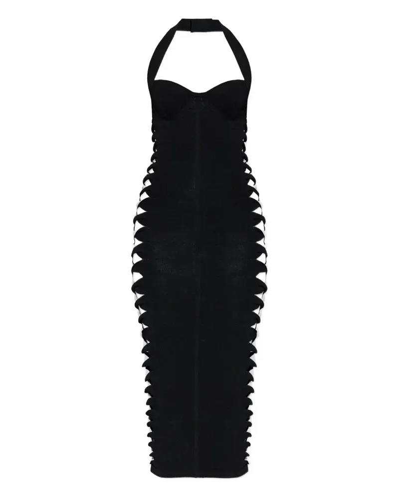 Balmain Midikleid mit Cut-Out - Schwarz Schwarz