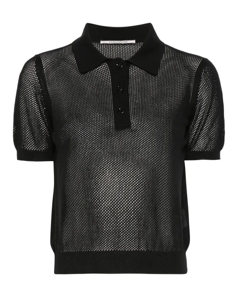 Tagliatore Fabrizia mesh-knit polo top - Schwarz Schwarz