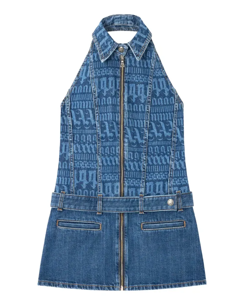 Palm Angels Jeanskleid mit Logo - Blau Blau