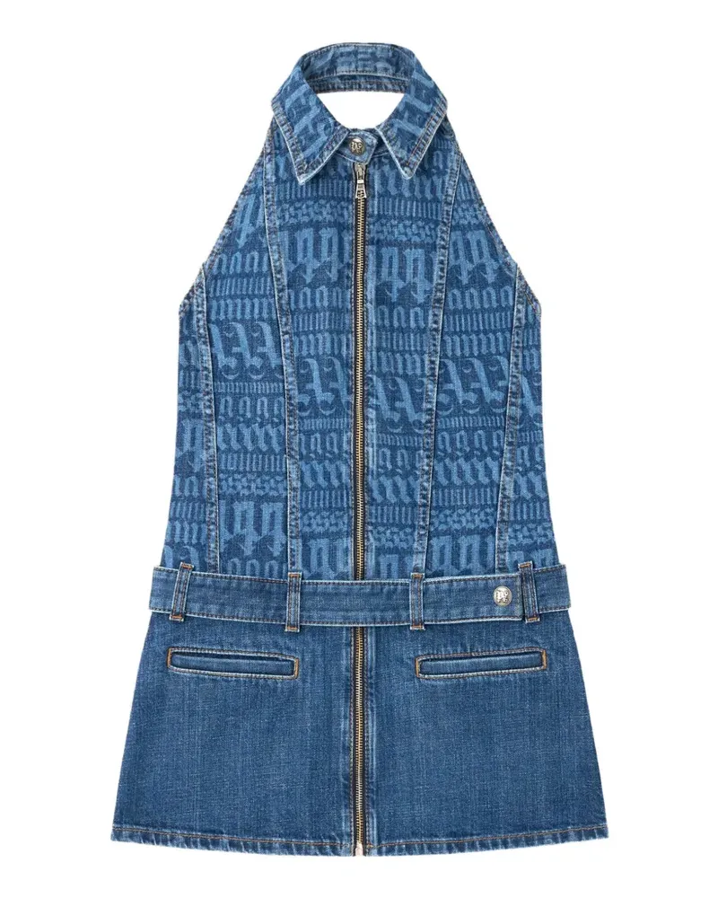 Palm Angels Jeanskleid mit Logo - Blau Blau