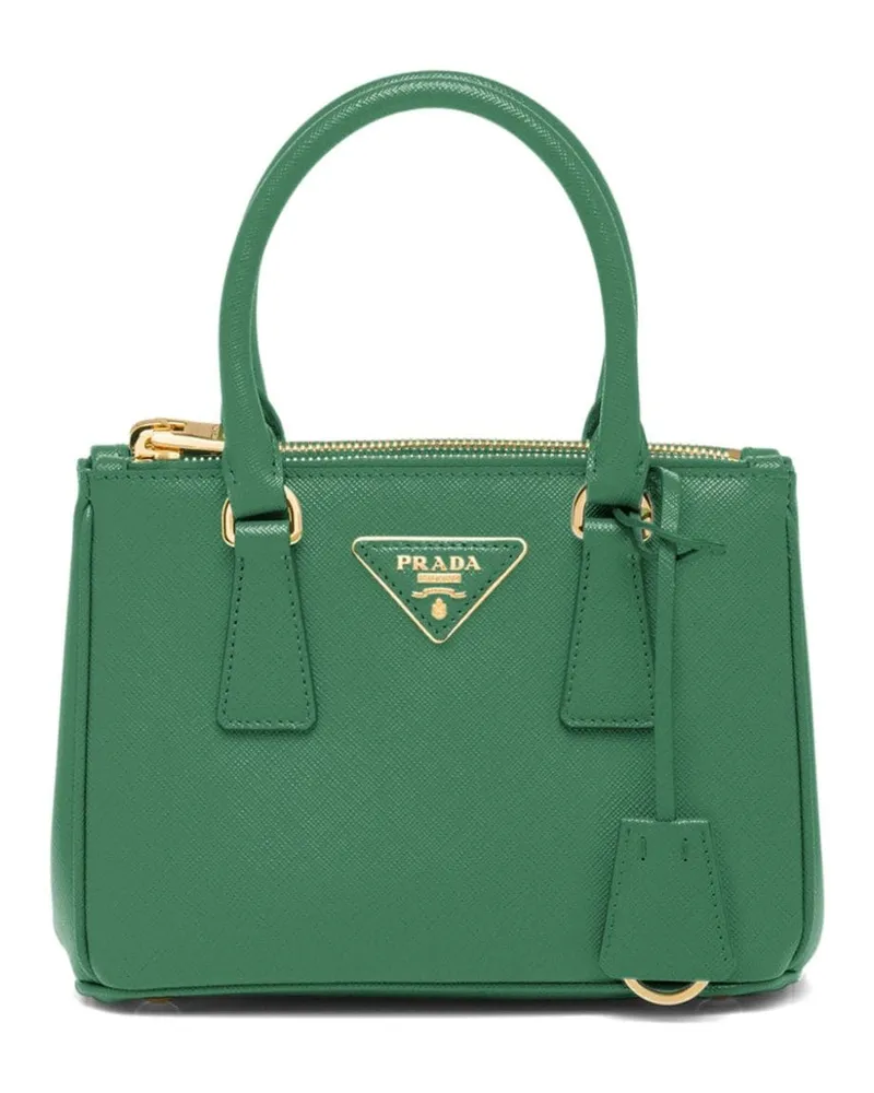 Prada Galleria Mini-Tasche aus Saffiano-Leder Grün