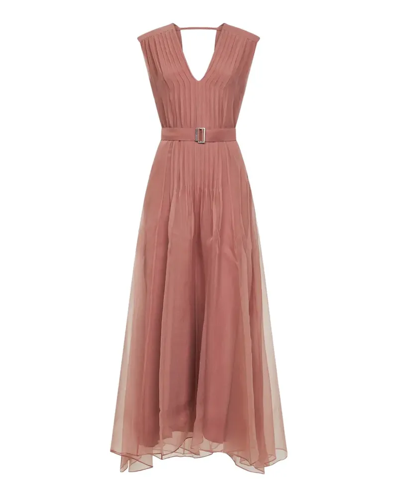 Brunello Cucinelli belted-waist midi dress - Rosa Rosa