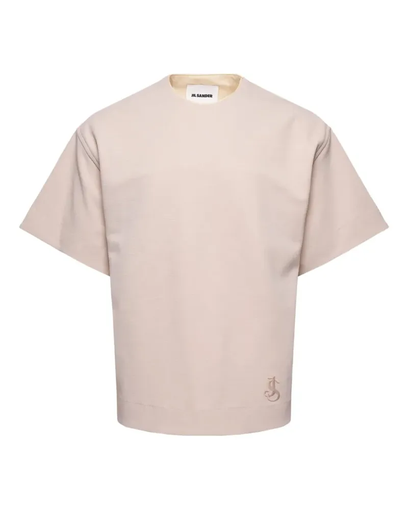 Jil Sander embroidered-detail cotton T-shirt - Nude Nude