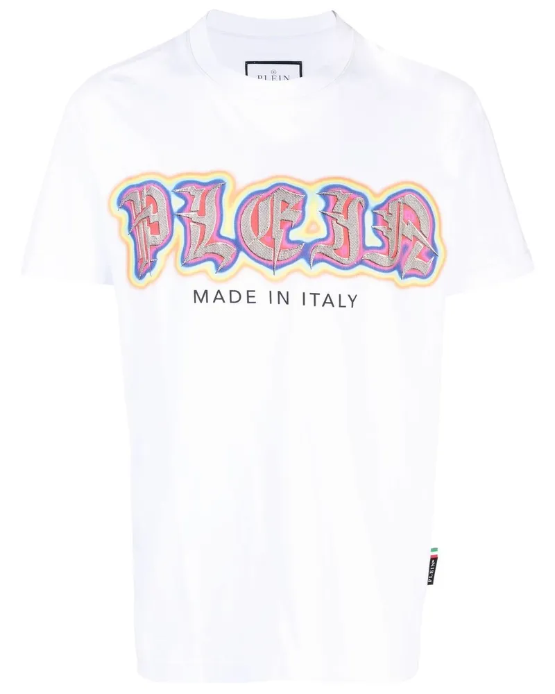 Philipp Plein T-Shirt mit Gothic Plein-Print - Weiß Weiß