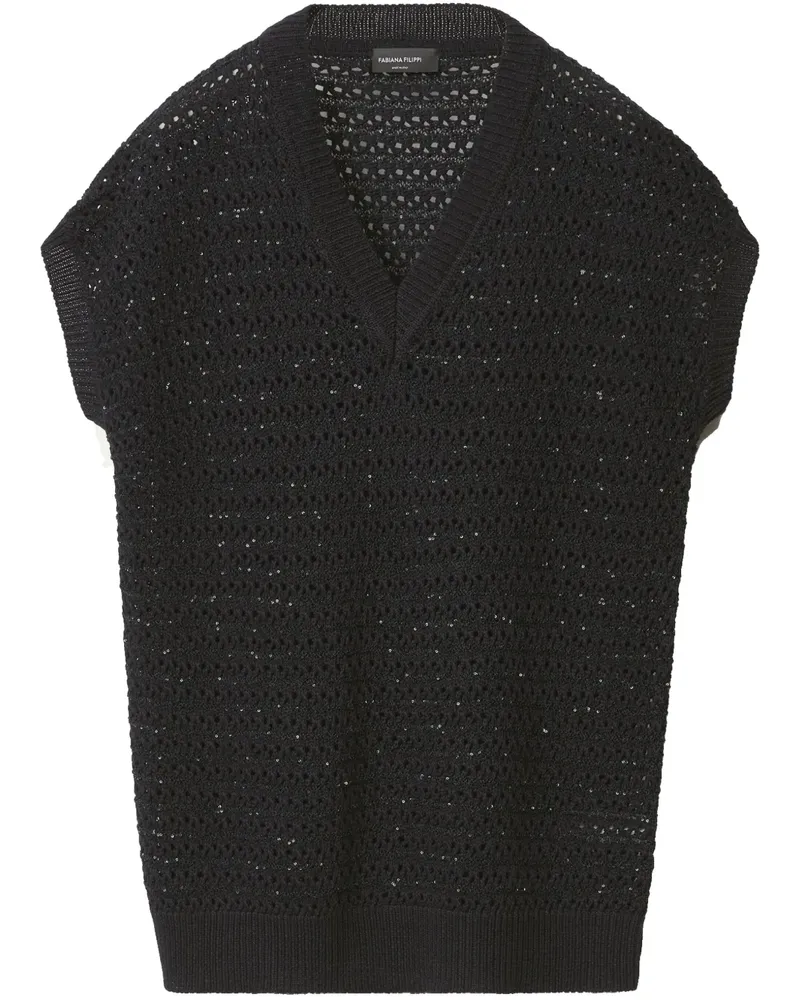 Fabiana Filippi T-Shirt in Lochstrick Schwarz