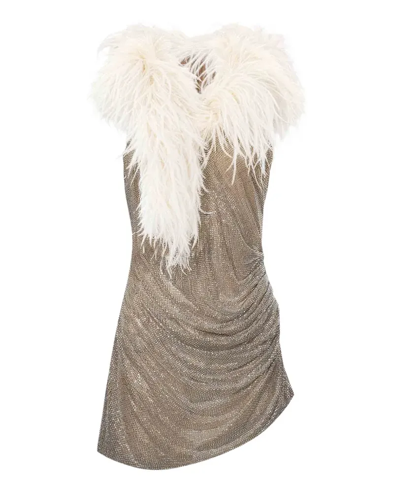 Giuseppe di Morabito feather-trim crystal-embellished mini dress - Gold Gold