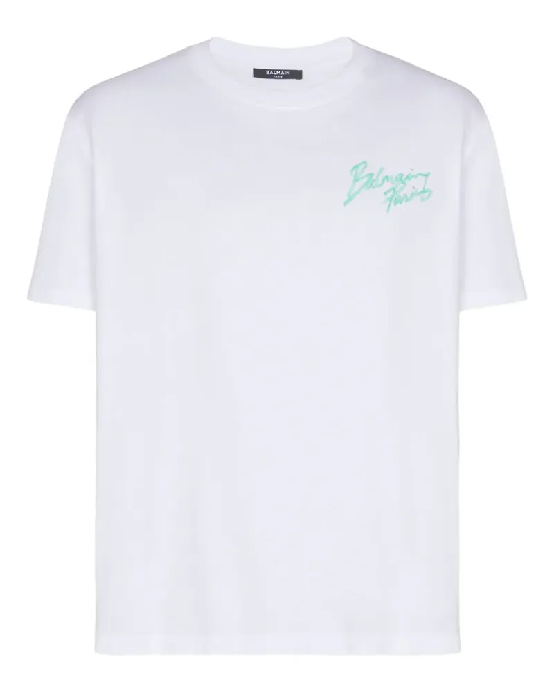 Balmain brush logo-print T-shirt - Weiß Weiß