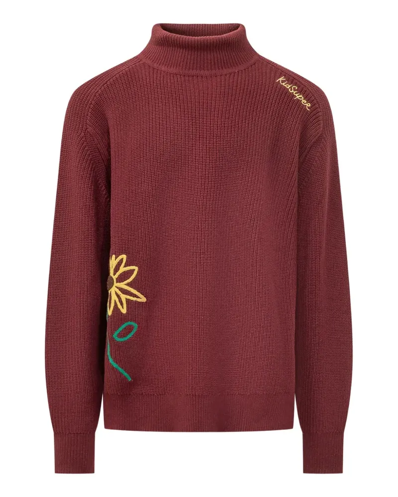 KidSuper Gerippter Pullover mit Blumenstickerei - Rot Rot