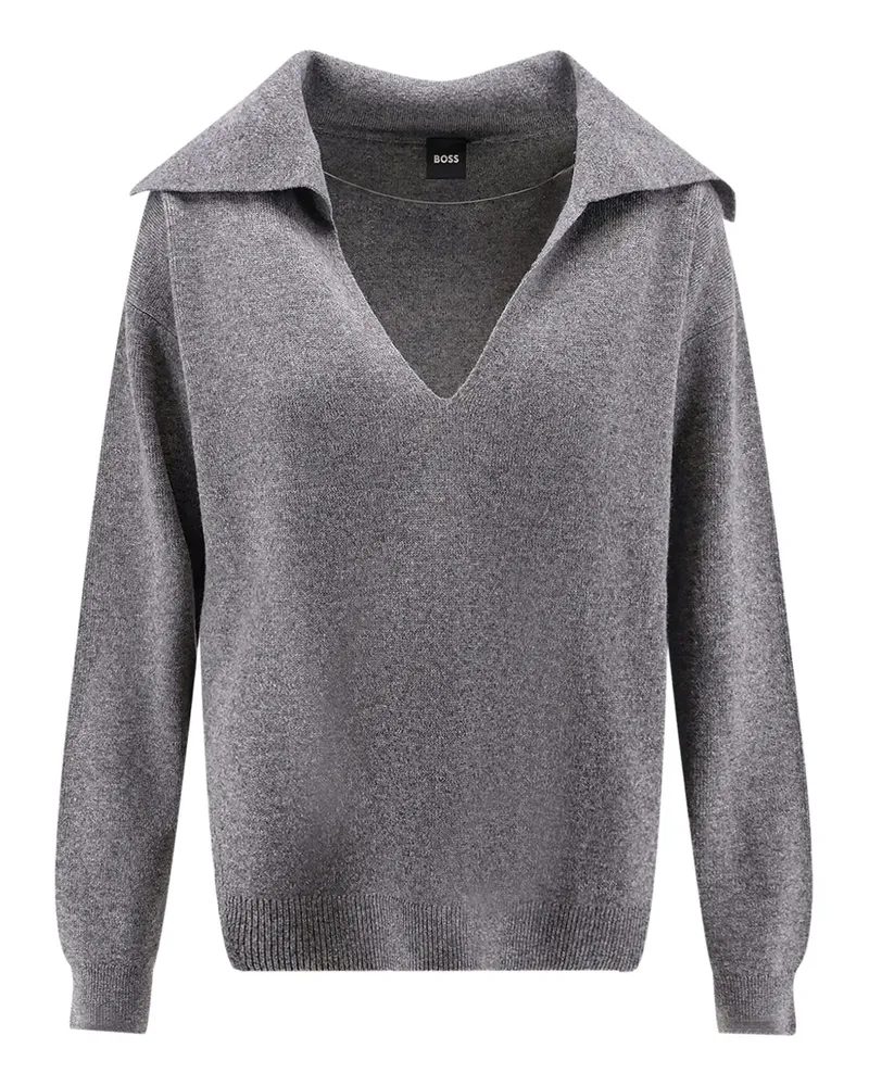 HUGO BOSS maxi collar lace insert sweater - Grau Grau