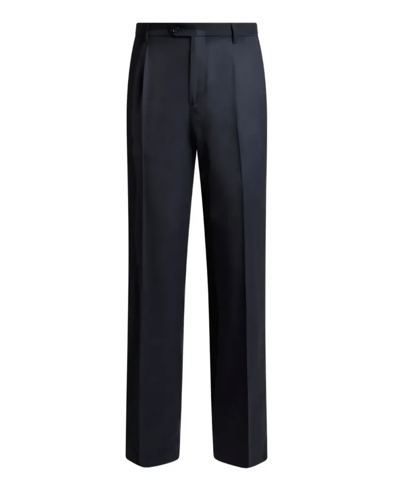 Etro wool-blend flannel trousers with crease detail - Blau Blau