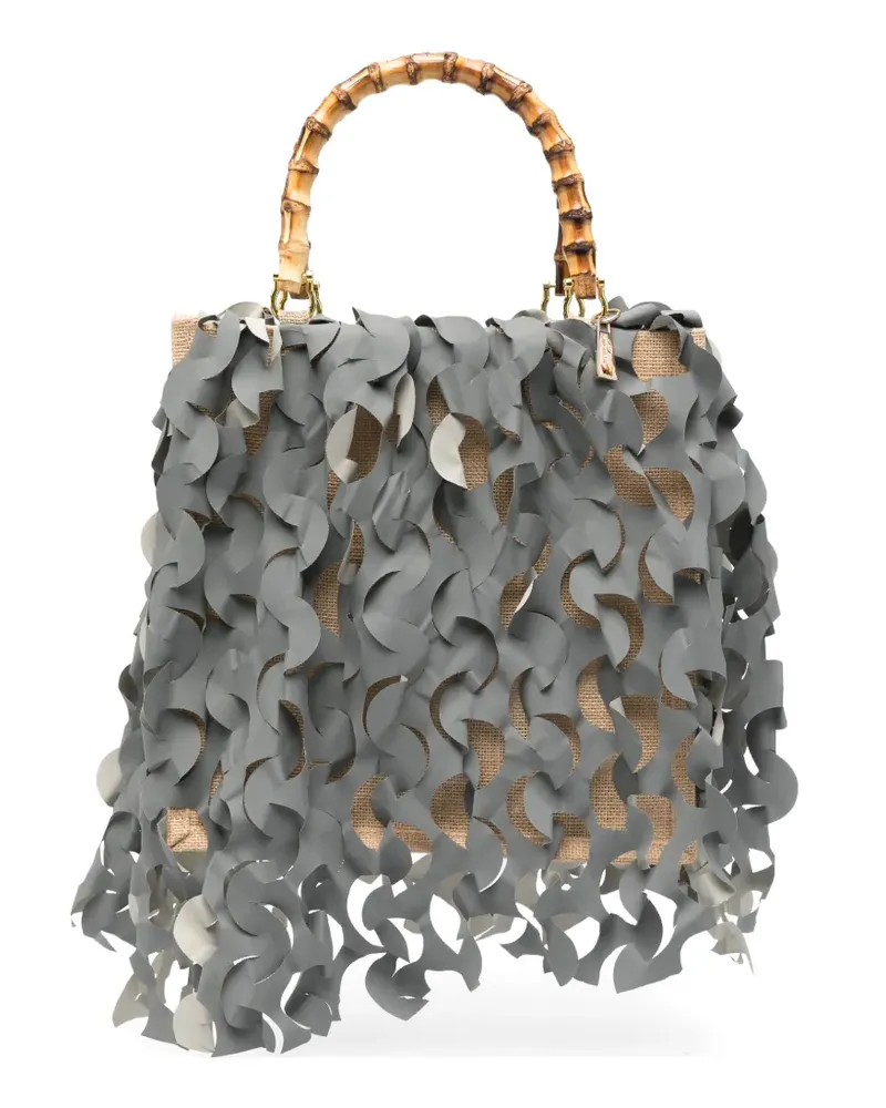 La Milanesa medium Oceano bamboo-handle tote bag - Grau Grau