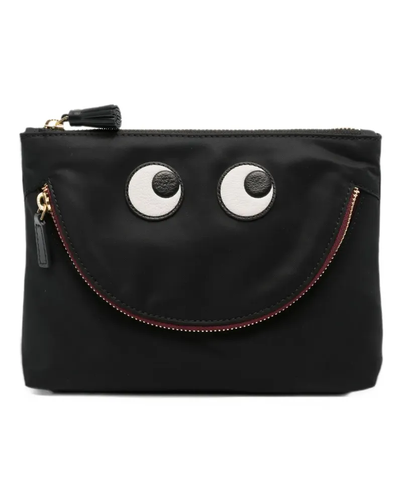 Anya Hindmarch Eyes regenerated econyl® Clutch in Schwarz Schwarz