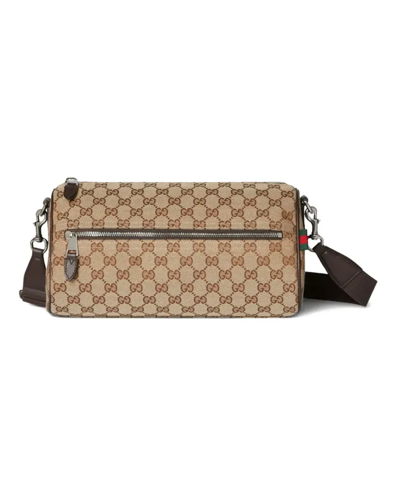 Gucci Kleine zylindrische Schultertasche mit Logo-Muster - Nude Nude