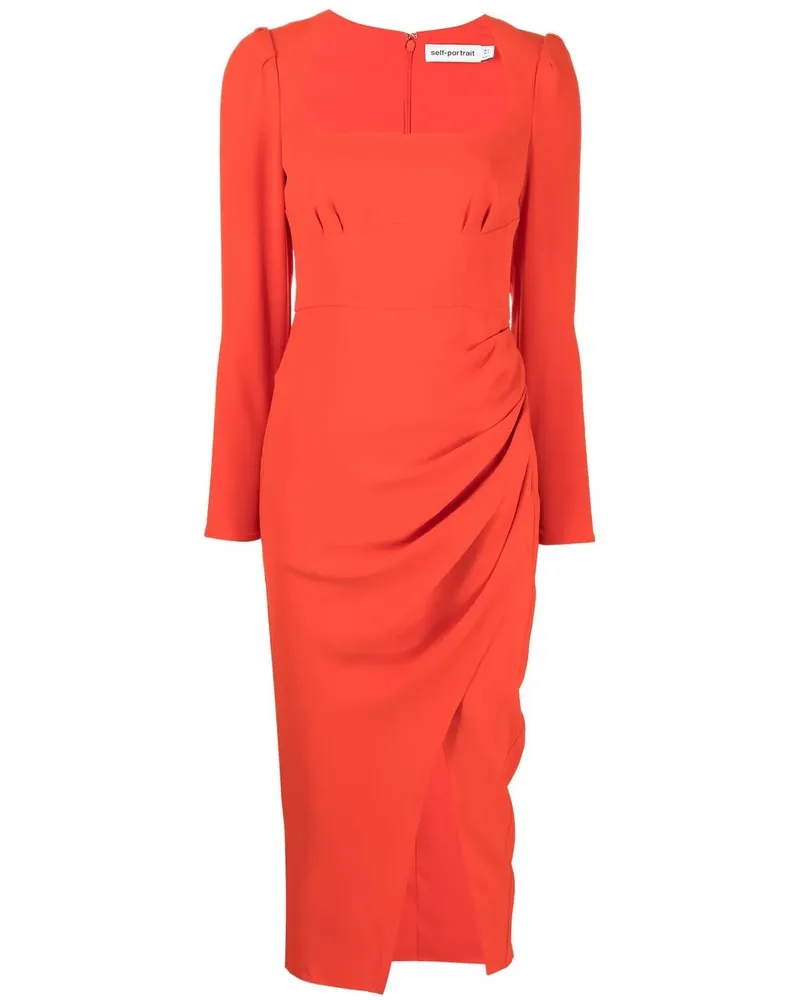 Self-Portrait Midikleid mit Raffungen - Rot Rot