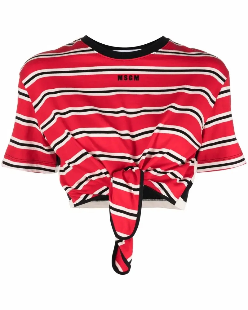 MSGM Gestreiftes T-Shirt - Rot Rot
