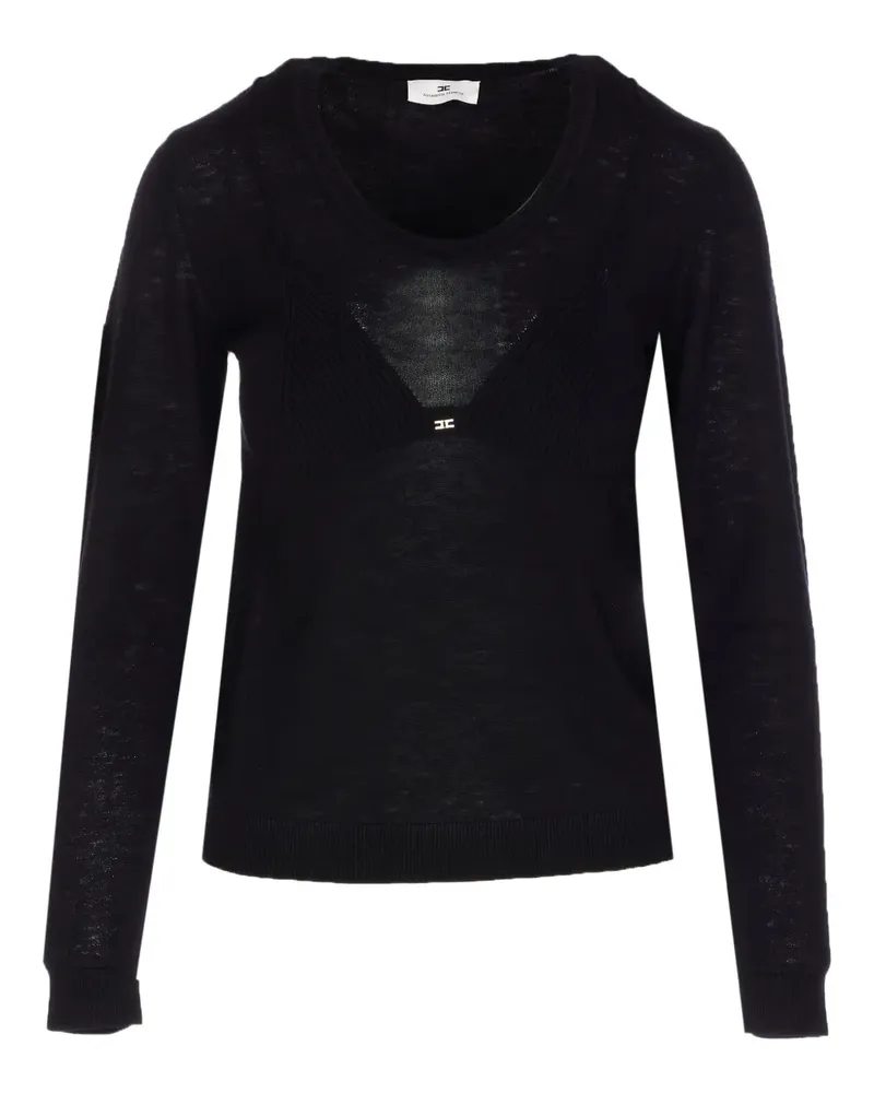 Elisabetta Franchi Gerippter Pullover - Schwarz Schwarz