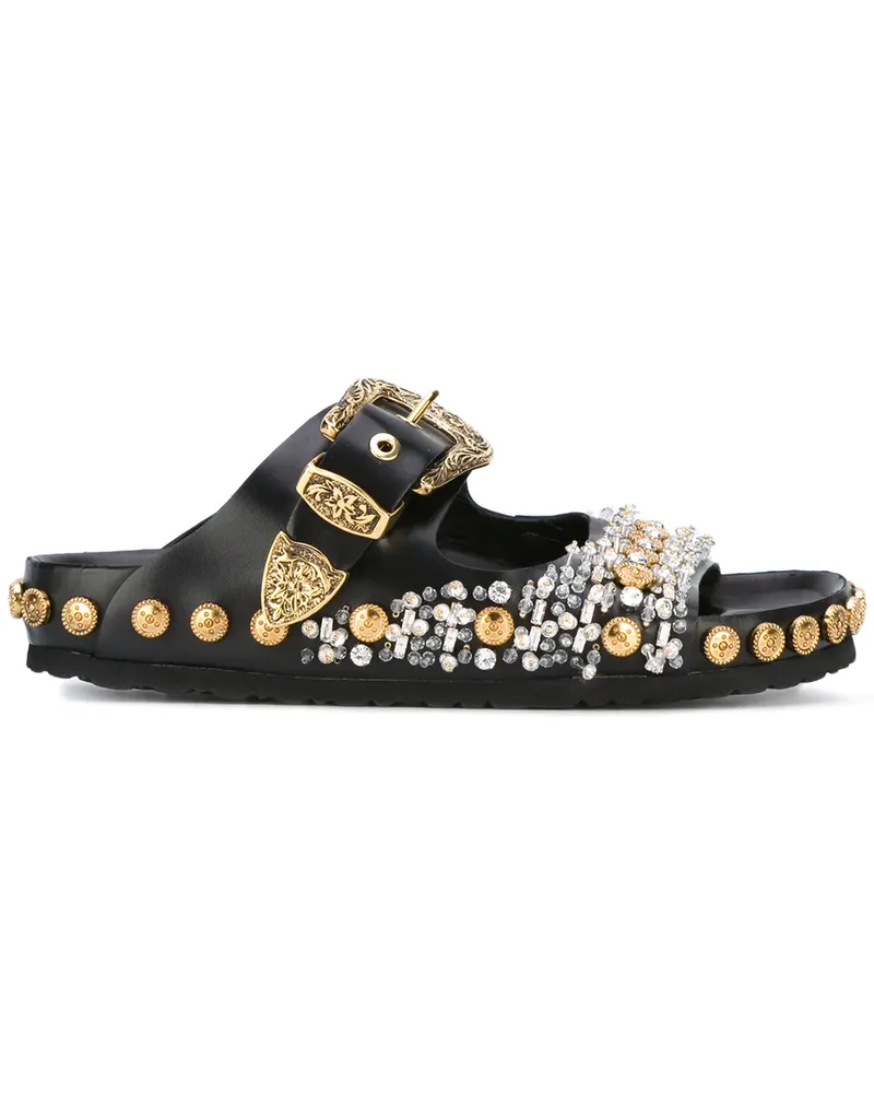 Fausto Puglisi Sandalen mit Perlenverzierung - Schwarz Schwarz