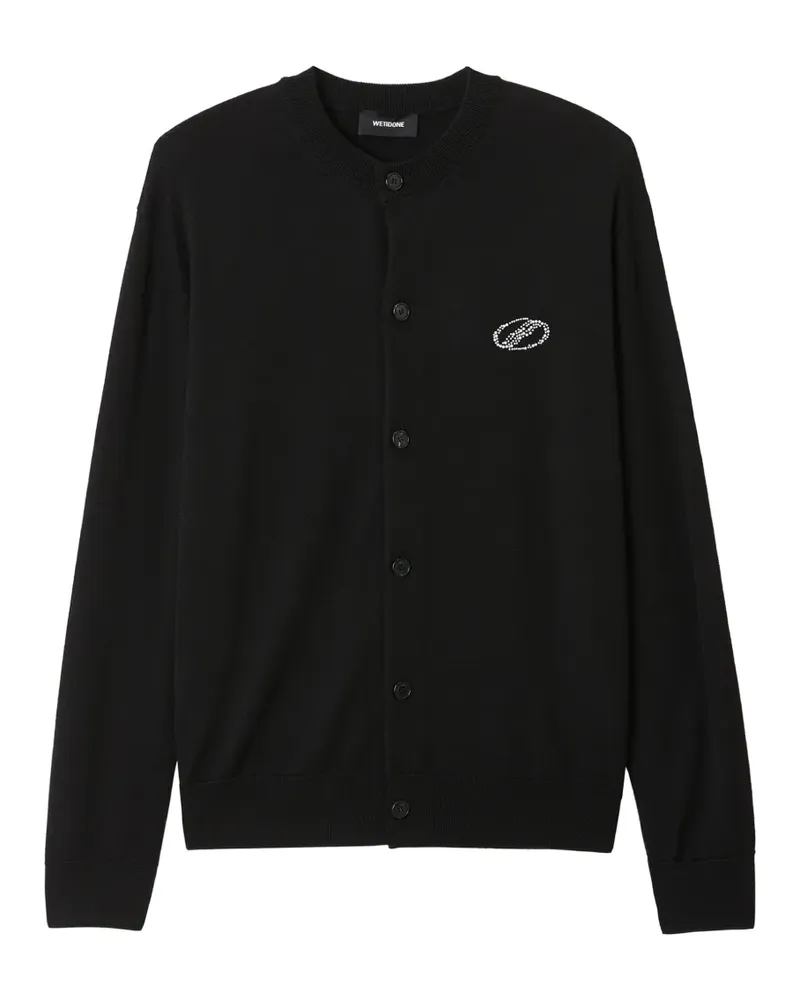 WE 11 DONE Cardigan mit Logo-Patch - Schwarz Schwarz