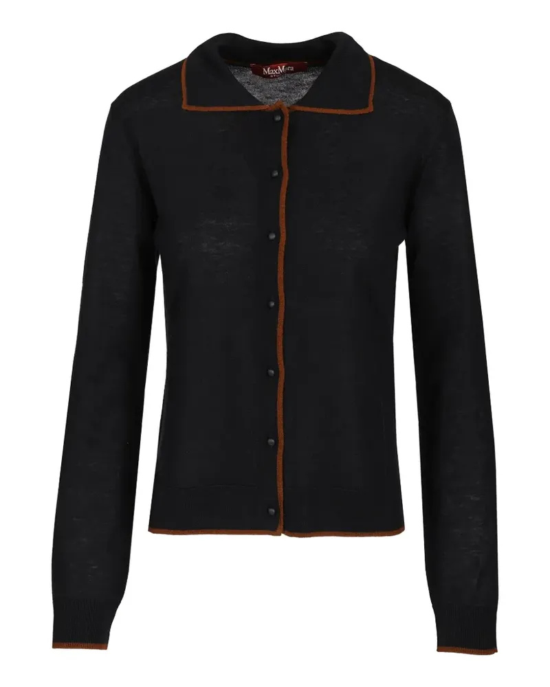 Max Mara Cardigan mit spitzem Kragen - Schwarz Schwarz