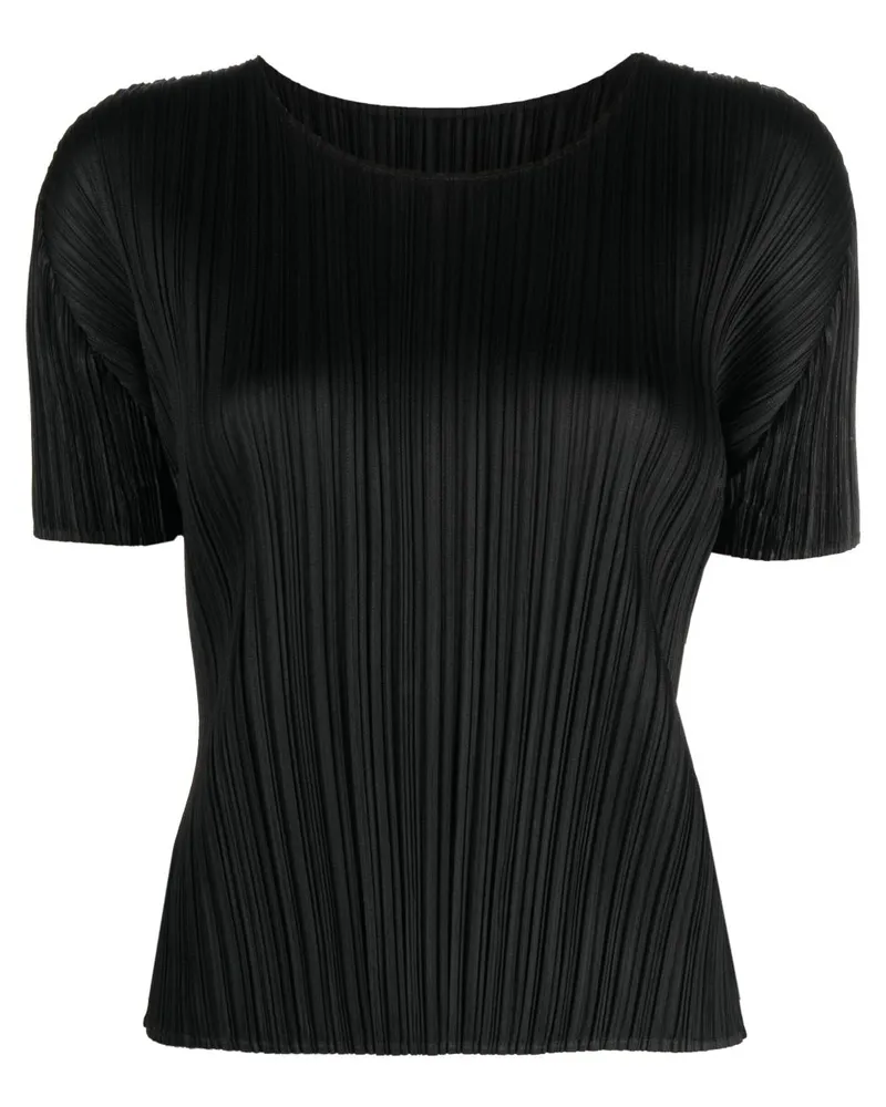 Issey Miyake Plissiertes T-Shirt - Schwarz Schwarz