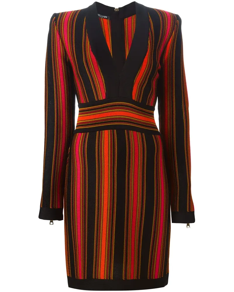 Balmain Gestreiftes Kleid - Schwarz Schwarz