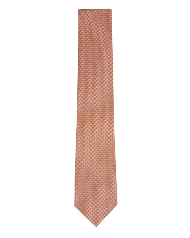 Ferragamo gancini-print tie - Orange Orange