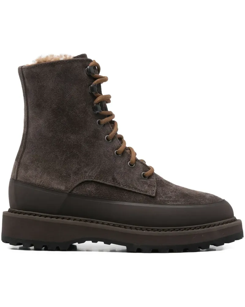 Le Monde Béryl Dolomite Schnürstiefel aus Shearling 35mm - Braun Braun