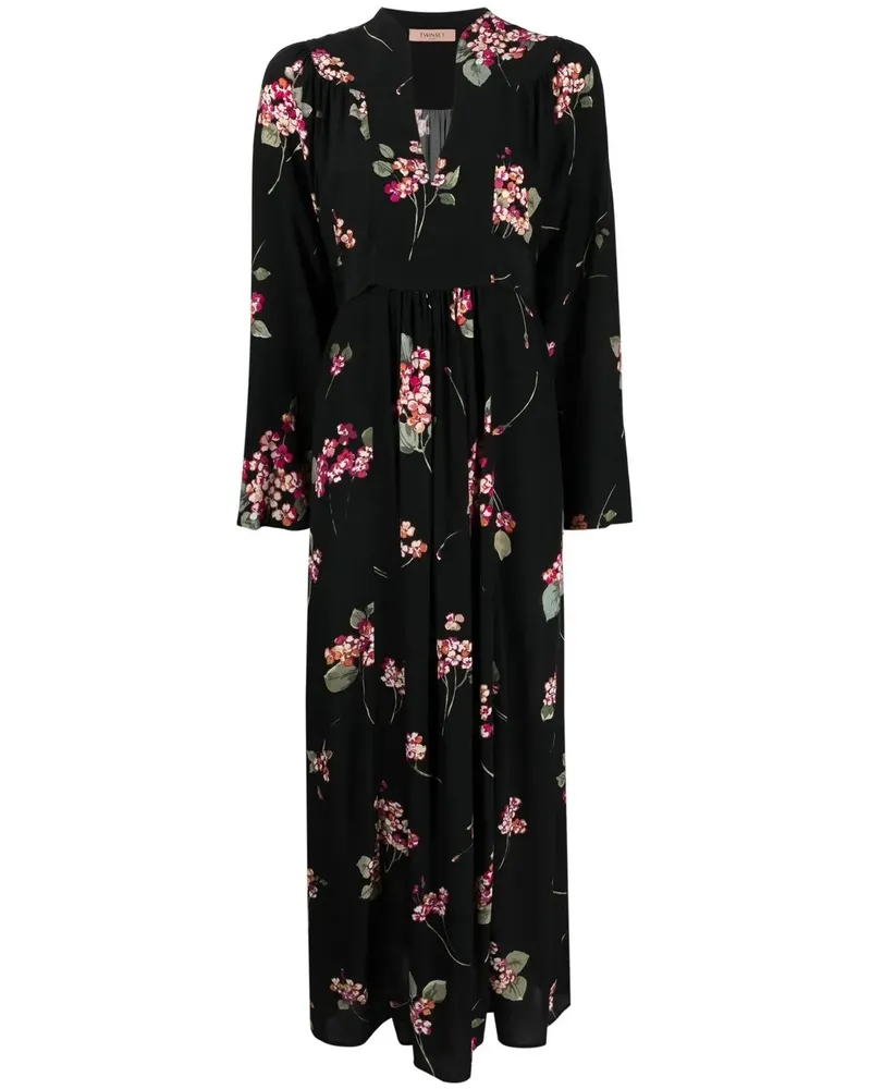 Twin-Set Kleid mit V-Ausschnitt - Schwarz Schwarz