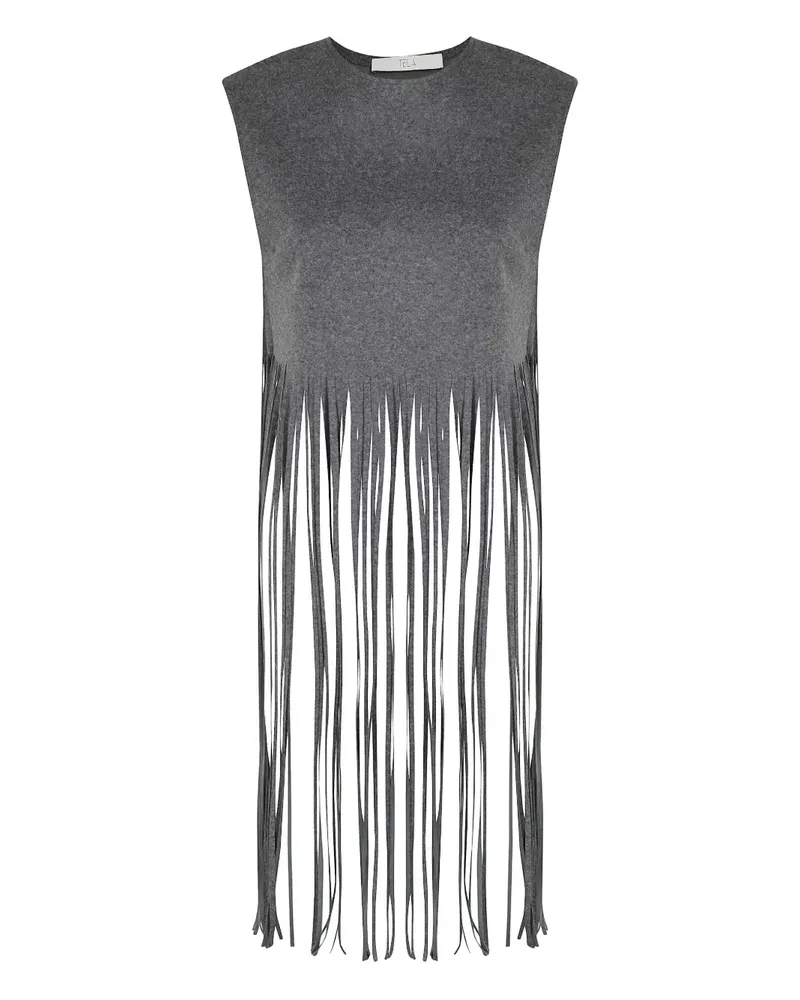 TELA Top mit Fransensaum - Grau Grau