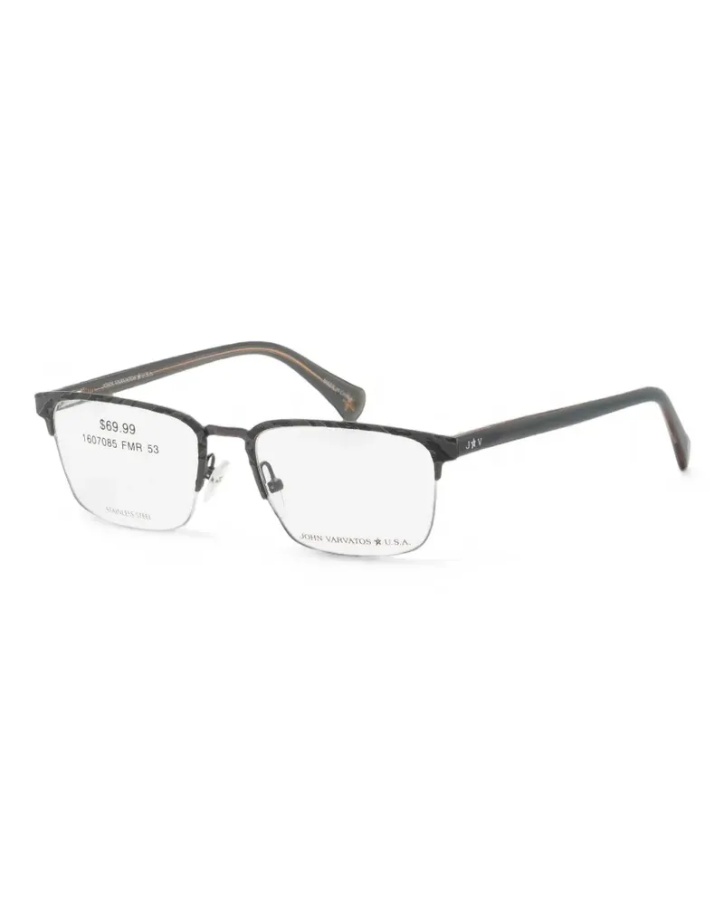 John Varvatos Halbrandbrille mit eckigem Gestell - Schwarz Schwarz