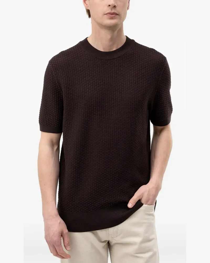 HUGO BOSS Pullover mit Waffelstrick-Muster - Braun Braun
