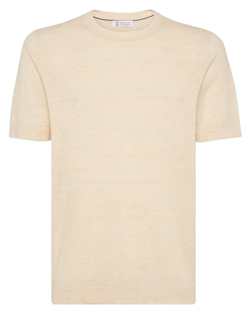 Brunello Cucinelli Fein gestricktes T-Shirt - Nude Nude