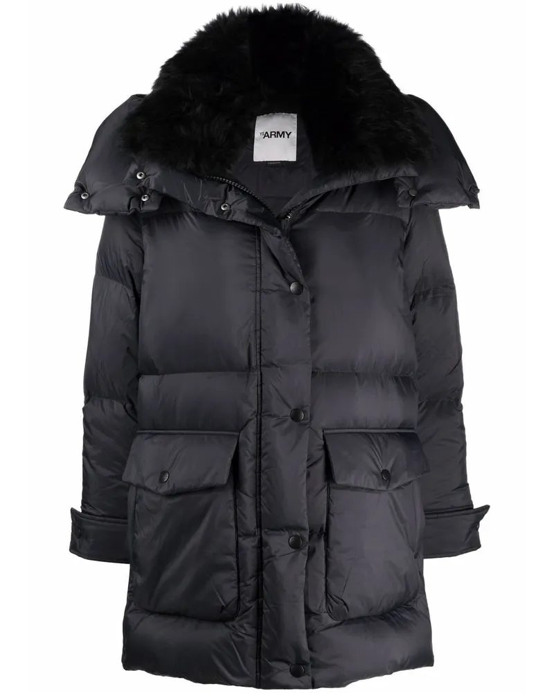 Yves Salomon Daunenmantel mit Kapuze - Schwarz Schwarz