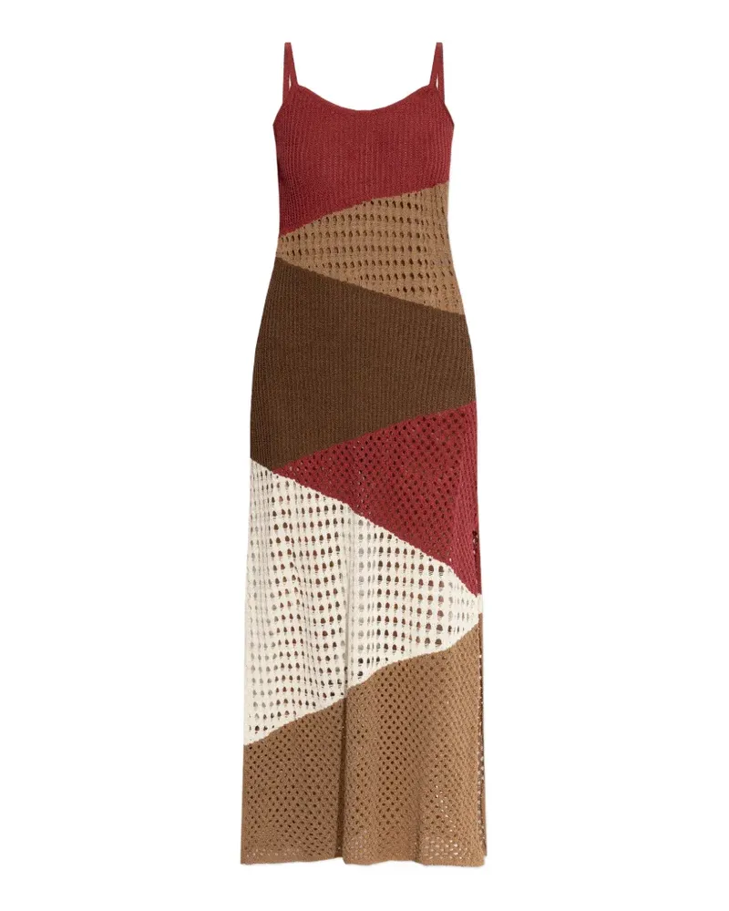 AKEP colour-block open-knit maxi dress - Rot Rot