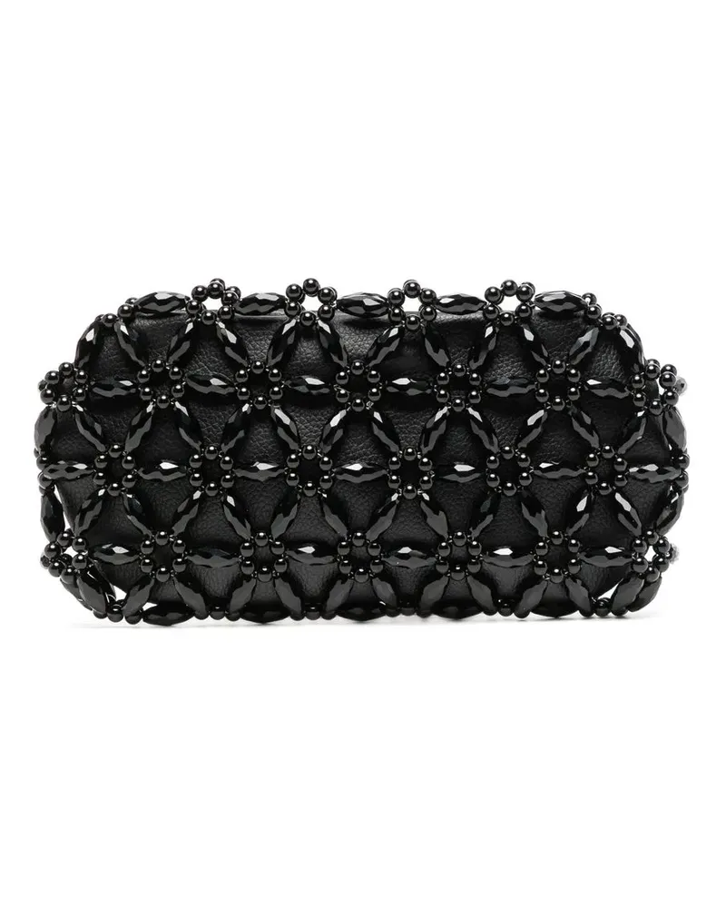 0711 Clutch mit Perlen - Schwarz Schwarz
