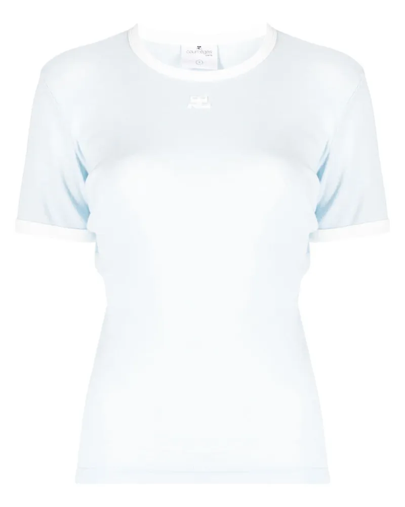 Courrèges T-Shirt mit Logo-Stickerei - Blau Blau