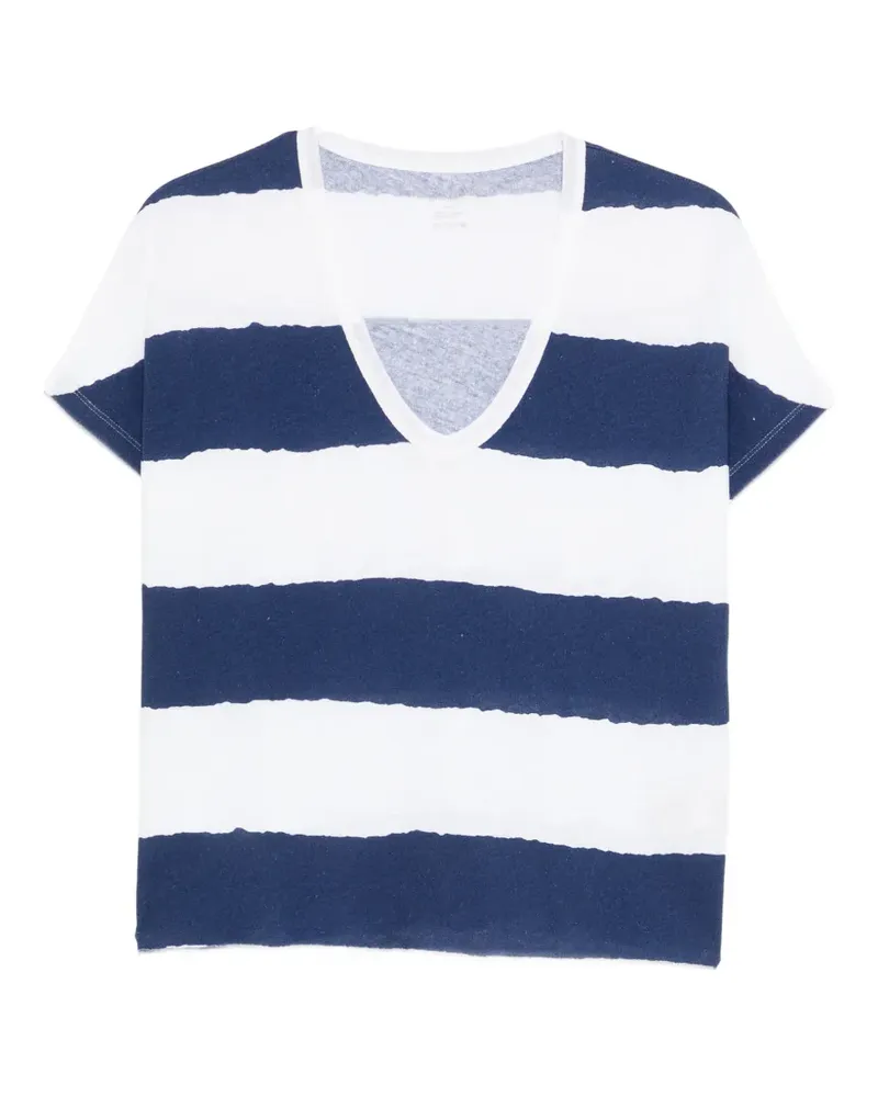Majestic striped V-neck T-shirt - Blau Blau