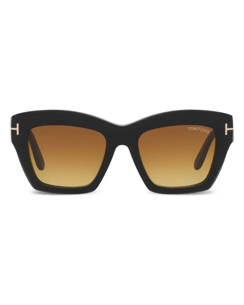 Tom Ford Sonnenbrille mit Oversized-Gestell - Schwarz Schwarz