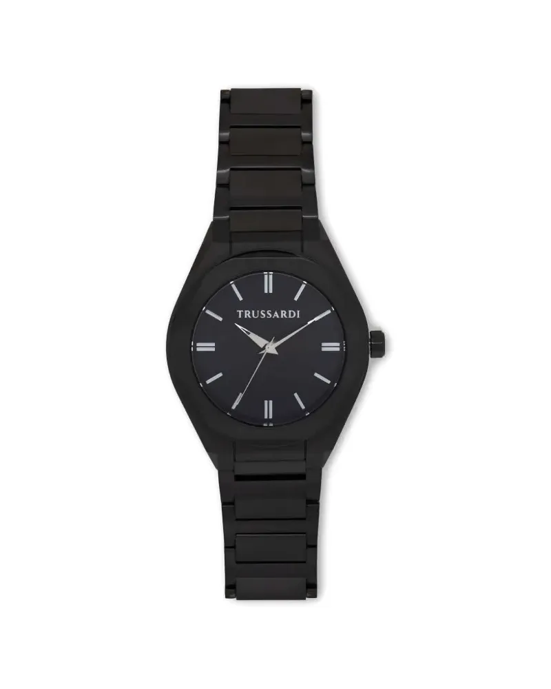 Trussardi Octagonal Black 42mm watch (cardholder set) - Schwarz Schwarz