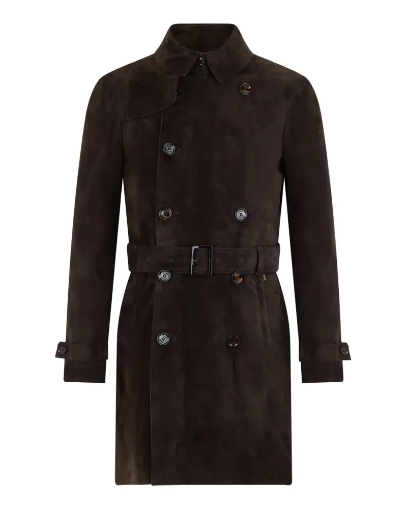 MOORER tailored belted leather trench coat - Braun Braun