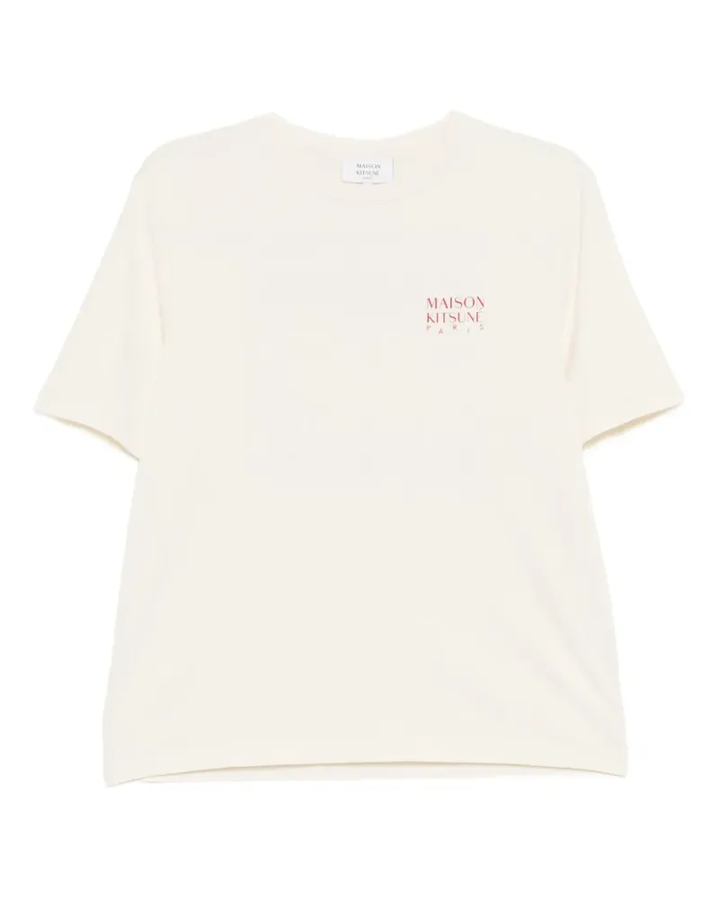 Kitsuné logo-print crew-neck T-shirt - Nude Nude