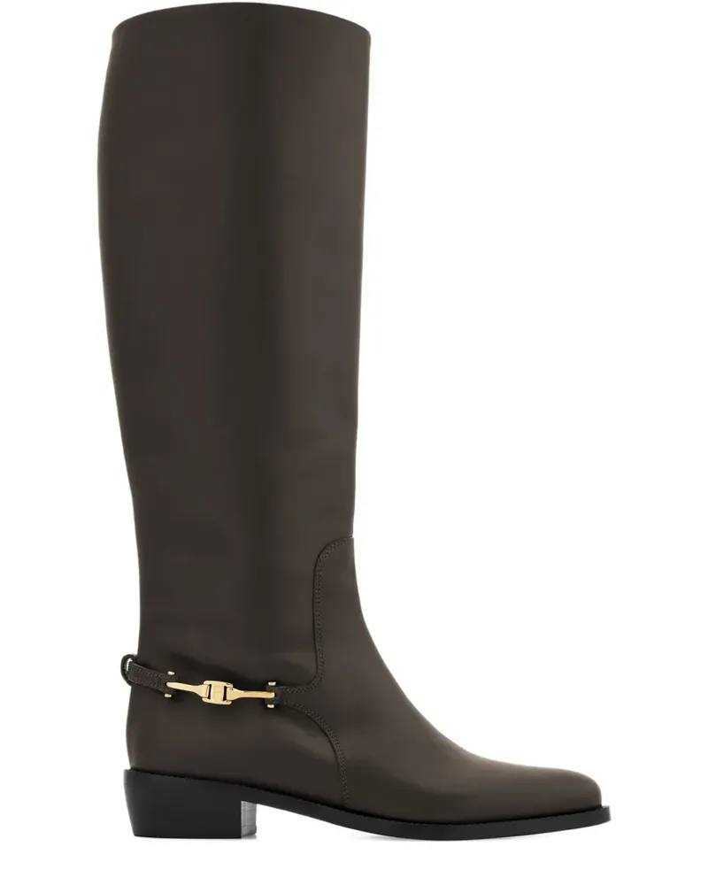 Ferragamo Kniehohe Stiefel 35mm - TESTA DI MORO Testa