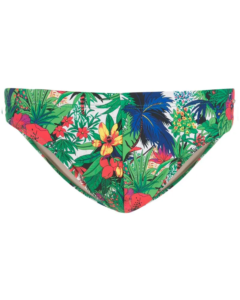 Amir Slama Badehose mit Blumen-Print - Grün Grün