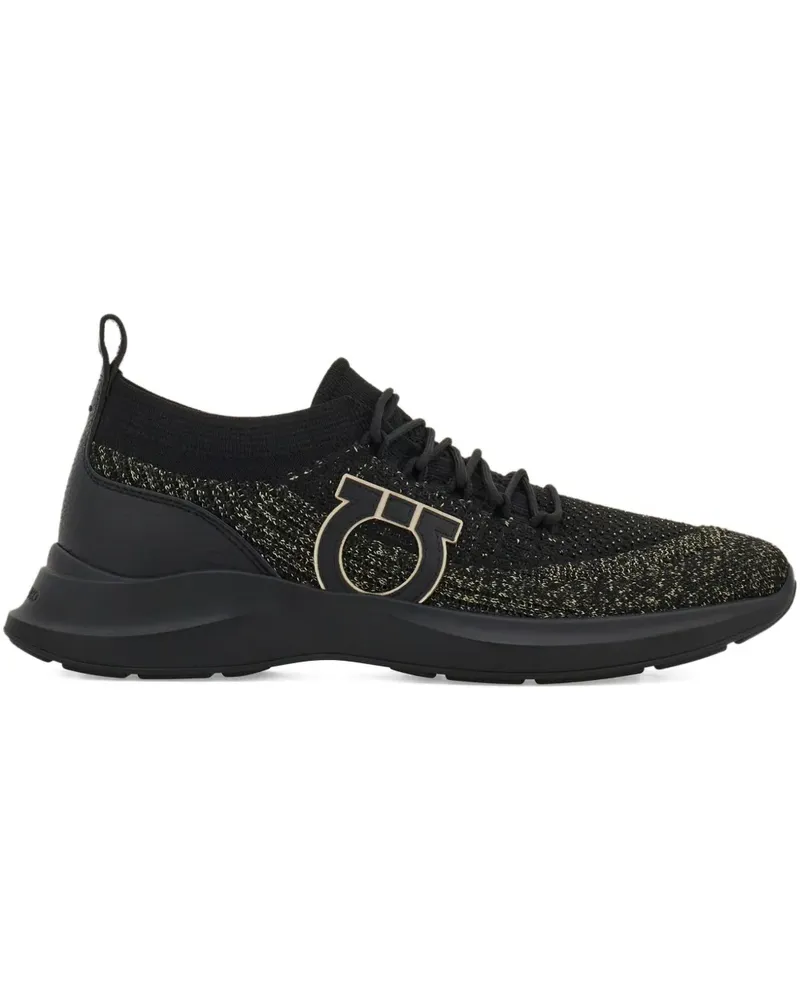 Ferragamo Gestrickte Sneakers mit Gancini-Detail - Schwarz Schwarz